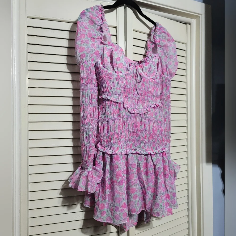 π For Love & Lemons Oakley Mini Dress Size Small πͺ»π·πΌπ»πͺ· NWT - Picture 1 of 16